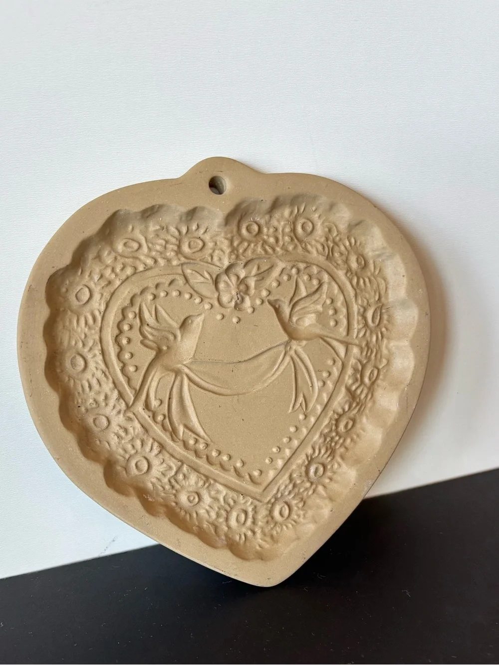 Vintage Brown Bag Hill Design 1985 Victorian Heart Cookie Mold Floral Heart Dove